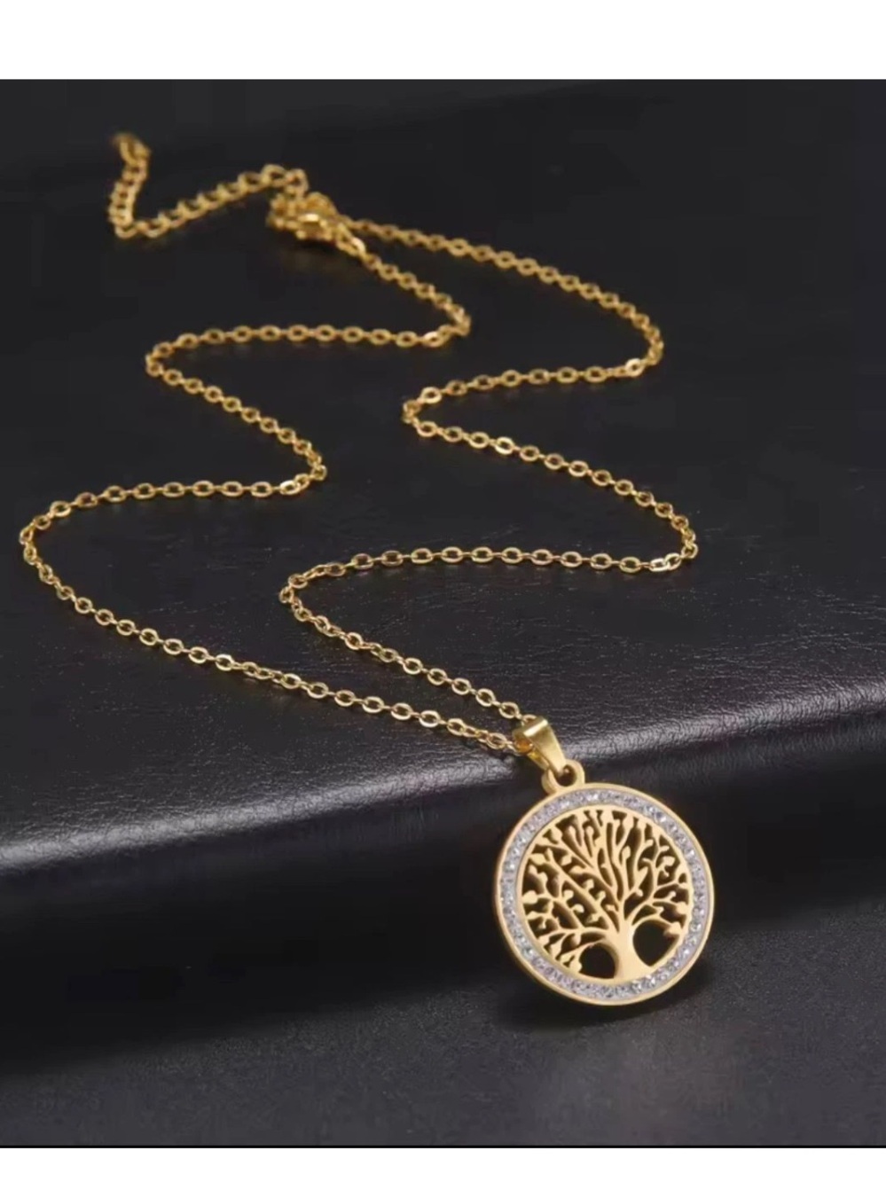 Gold Stainless Steel Tree of Life Pendant Necklace - Gold